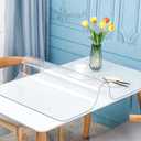 30X120 Inch Clear Plastic Table Protector Pad Wipeable Vinyl PVC Tablecloth Rectangular Dining Coffee Table Wood Furniture Protector 1.5mm Thick Tabletop Protective Cover Easy Clean Waterproof