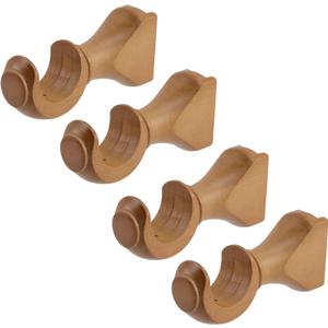 Antrader Wood Curtain Rod Brackets,Wood Color Support Bracket,Window Curtain Hooks for Curtain Rod 1-3/8in(35mm) Diameter,Pack of 4