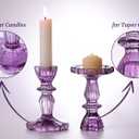 12pcs Taper Candle Holders, Candlestick Holders, Glass Candle Holder - Vintage Flower Design Candle Holders for Wedding, Birthday, Halloween & Home Decoration (Purple)