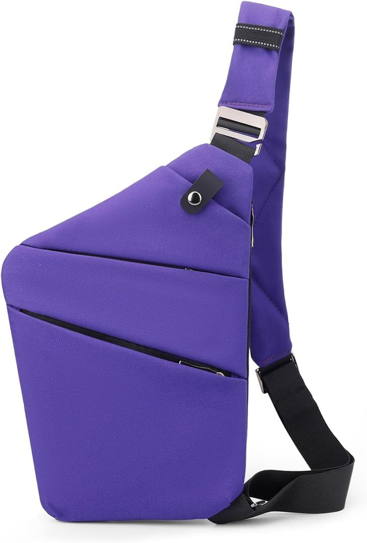 Travel Anti Pickpocket Purses, Slim Carry Crossbody Bag for Women & Man Travel Safe, Waterproof (Violet)