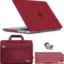 IBENZER Case for MacBook Pro 14 Inch Case 2025 2024 M4 M3 M2 M1 A3112 A3185 A3401 A2918 A2992 A2779 A2442 Pro/Max, HardShellCase & SleeveBag &KeyboardCover &Type-c(2025-2021), Wine Red, T14WR+3 (For Macbook Pro 14" with Touch ID)