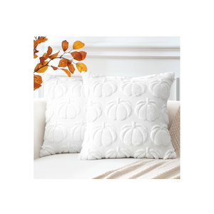 OTOSTAR Set of 1 Ghost Pillow Cover Halloween Throw Pillow Covers for Sofa Couch Bed Living Room Soft Plush Short Wool Velvet Farmhouse Pillowcase for Thanksgiving Pure White 24x24 Inch