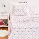 Amazon Basics 4-Piece Kid's Breathable Microfiber Sheet Set, Soft Easy-Wash Bedding Sheets with Pillowcases, Full, Pink Kitties