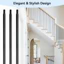 20 Pack Balusters For Staircase Interior 44" - 1/2" Iron Square Metal Balusters Hollow Straight Stair Spindles Satin Black Staircase Baluster ASN101-3