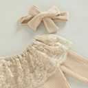 fhutpw Newborn Baby Girl Clothes Infant Rib Frill Long Sleeve Romper Flared Pants Headband Set 3pcs Fall Winter Outfits (Beige)