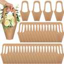 100 Packs Kraft Paper Flowers Gift Bags with Handle, 13.8'' Flowers Bouquet Holder for Wedding, Valentines Day Decoration, Florist Shop