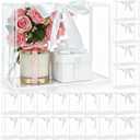 Cididu 20 Pack Clear Plastic Gift Bags with Handles, 12x10x5 Inch Reusable Goodie Flower Bag with Ribbon, Gift Packaging Bags Bulk for Thanksgiving, Christmas, Wedding, Party, Birthday, Bridal Shower
