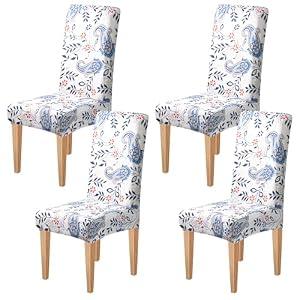 Dioxide High Stretch Chair Covers for Dining Chairs, Washable Dining Chair Covers Set of 4, Soft Kitchen Chairs Seat Covers, Parsons Chair Slipcovers Protectors for Home Hotel Restaurant Banquet