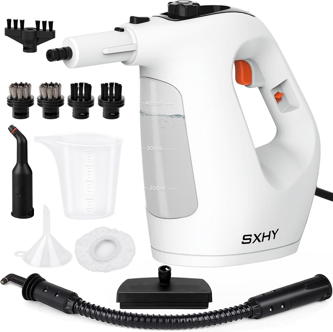 Steam Cleaner, Handheld Steamer for Cleaning, Multipurpose Pressurized Steam Cleaners for Home Use with Continuous Steam Lock, Unlimited Use Time and 11 Accessory Kit to Remove Grime, Grease
