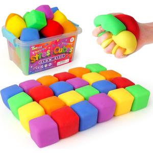 24 Pack Mini Slow Rise Stress Cube: Pull Stretch Fidget Toys for Stress Relief, Dough Squishy Toys Bulk for Kids, Classroom Prize Box Toys, Fidgets for Classroom, Hand Therapy Sensory Squishy Ball