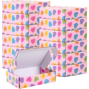 FYSUIMU 24 Pack Valentine's Day Shipping Boxes Mailing Box Conversation Heart Corrugated Cardboard Box Mailers for Packaging Gift Wrap Craft Small Business, 6 x 4 x 2 inch