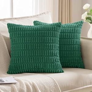 JELLYMONI 2 PCS Coral Decorative Throw Pillow Covers 16x16in Inch, Corduroy Striped Boho Pillows Cover for Living Room Bed Sofa Couch, Spring Farmhouse Boho Home Decor