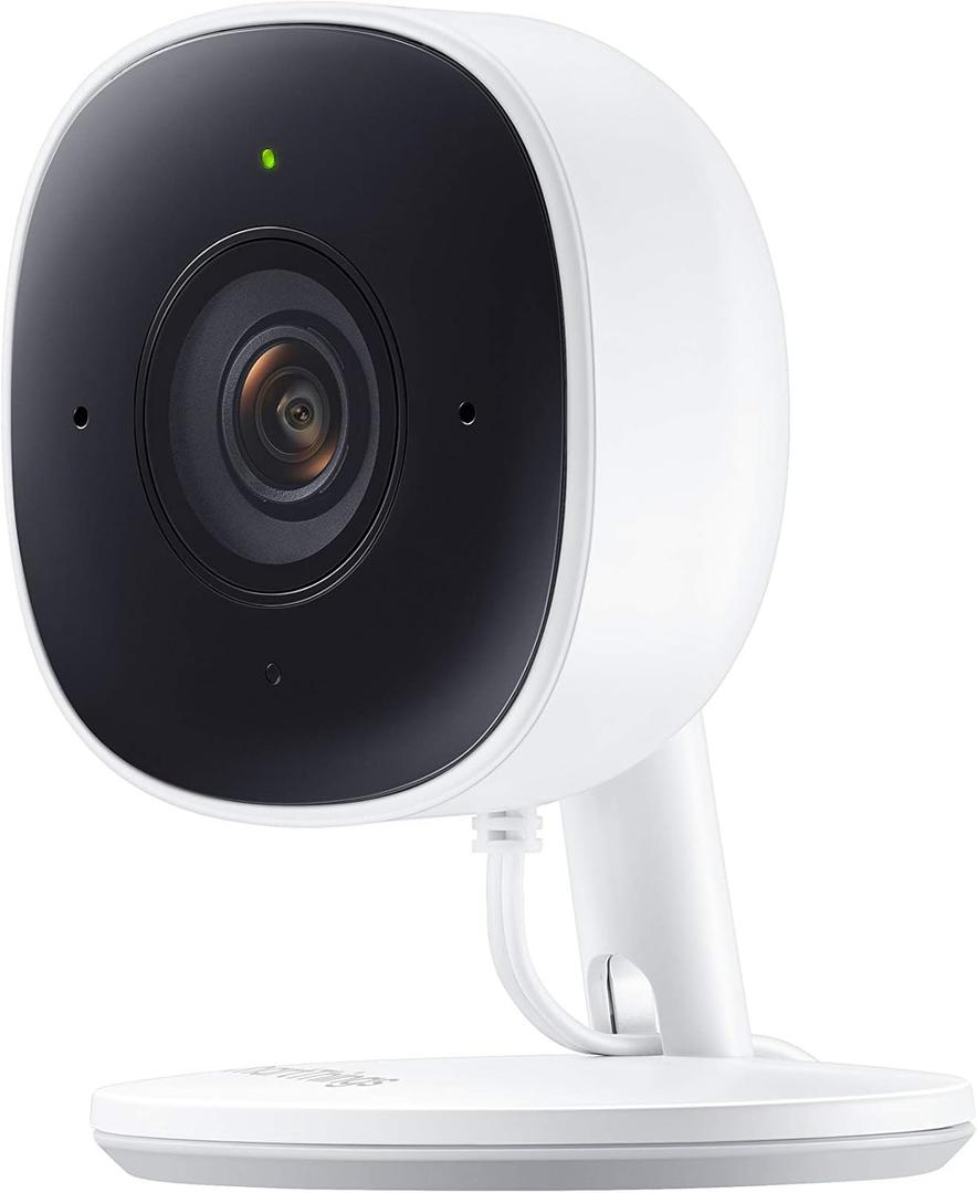 Samsung SmartThings Indoor Security Camera (GP-U999COVLBDA), 1080P HD Video with HDR, Night Vision, Advanced Motion Detection, and Two-Way Audio  Black/White