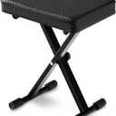 Adjustable Piano Bench, Waterproof Synthetic Leather Padded Seat, X-Style Stool with 2.4 inch Thicken Soft Cushion, for Keyboards Piano Guitar, 9.1"x12.2"x20" Black