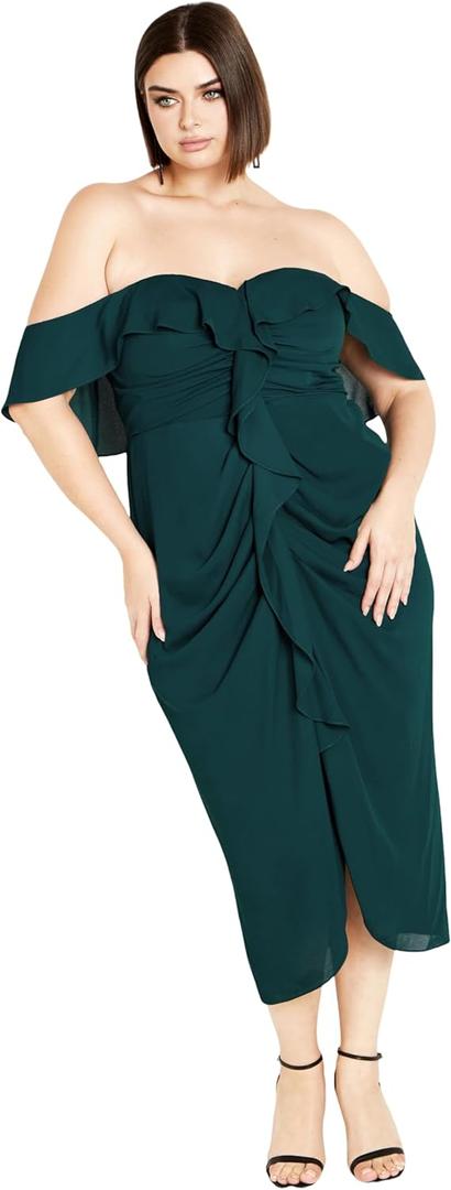 City Chic Women's Plus Size Dress - Va Va Voom (20 Plus, Emerald)