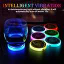 2Pcs LED Car Cup Holder Lights, 7 Colors Light Up Cup Coasters, USB Rechargeable Interior Lighting Accessories for Car Truck Vehicle Decoration