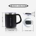 Stainless Steel Coffee Mug with Handle, 16 oz Double Wall Vacuum Insulated Travel Mug Tumbler With Slider Lid, Great Tea Mug for Men and Women (Black)