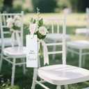 50 Pack Reserved Seating Signs with Ribbon - Elegant Wedding Chair Signs for Reserved Rows, Church Pews, Banquets - Instant Reserved Decor (White)