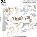 24pcs Baby Shower Ocean Thank You Cards with Envelopes, Sea Animals Greeting Cards for Baby Shower, Bridal Shower and Wedding, 4 x 6 Inch