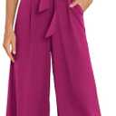 ANRABESS Women Summer Dressy Jumpsuits One Shoulder Sleeveless Casual Wide Leg Pants Romper Jumper 2025 Trendy Outfits (Large, Deep Rose)
