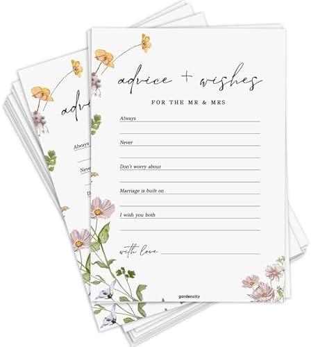 GardenCity Advice and Wishes for The Mr and Mrs, Bridal Shower Games for 50 Guests, Wildflower