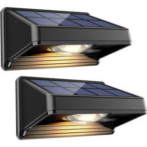 Solar Fence Lights Outdoor, Warm White, Bright Led Fence Powered Lights Outdoor Waterproof Solar Powered Wall Lighting, Dusk to Dawn Solar Deck Light for Backyard/Railing/Step/Patio/Porch (7  Pack)