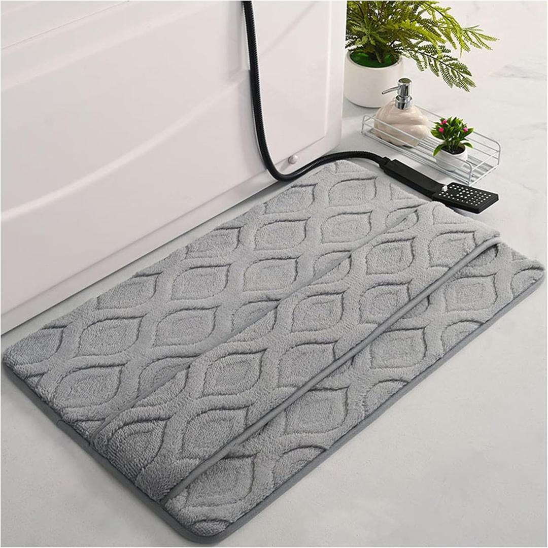 Bathroom Rugs Ultra Soft Absorbent Plush Fluffy Bath Mat for Bathroom Floor Tub and Shower Washable Non Slip Bath Floor Rug Carpet Home Decor Accessories 32x20 Inch- Morocco Gray