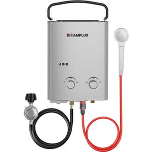 CAMPLUX 1.32 GPM Tankless Water Heater Portable, 5L Outdoor Propane Water Heater for Camping Trip with Overheating Protection, AY132G, Gray