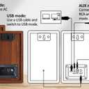 2026 Upgraded Passive Bookshelf Speakers 40W Hi-Fi Computer Speakers with Powerful Bass, Bluetooth/USB/RCA/AUX Inputs 2.0 Wooden PC/TV Speakers for Laptop, Turntable