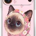 Adorable Pink Case for iPhone 17 Pro Max,Sweet Looking Siamese Cat,Trendy Cool Soft TPU Bumper Cover for iPhone 17 Pro Max
