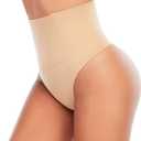Werena Tummy Control Thong Shapewear for Women Seamless Shaping Thong Panties Body Shaper Underwear, Large, Nude 
