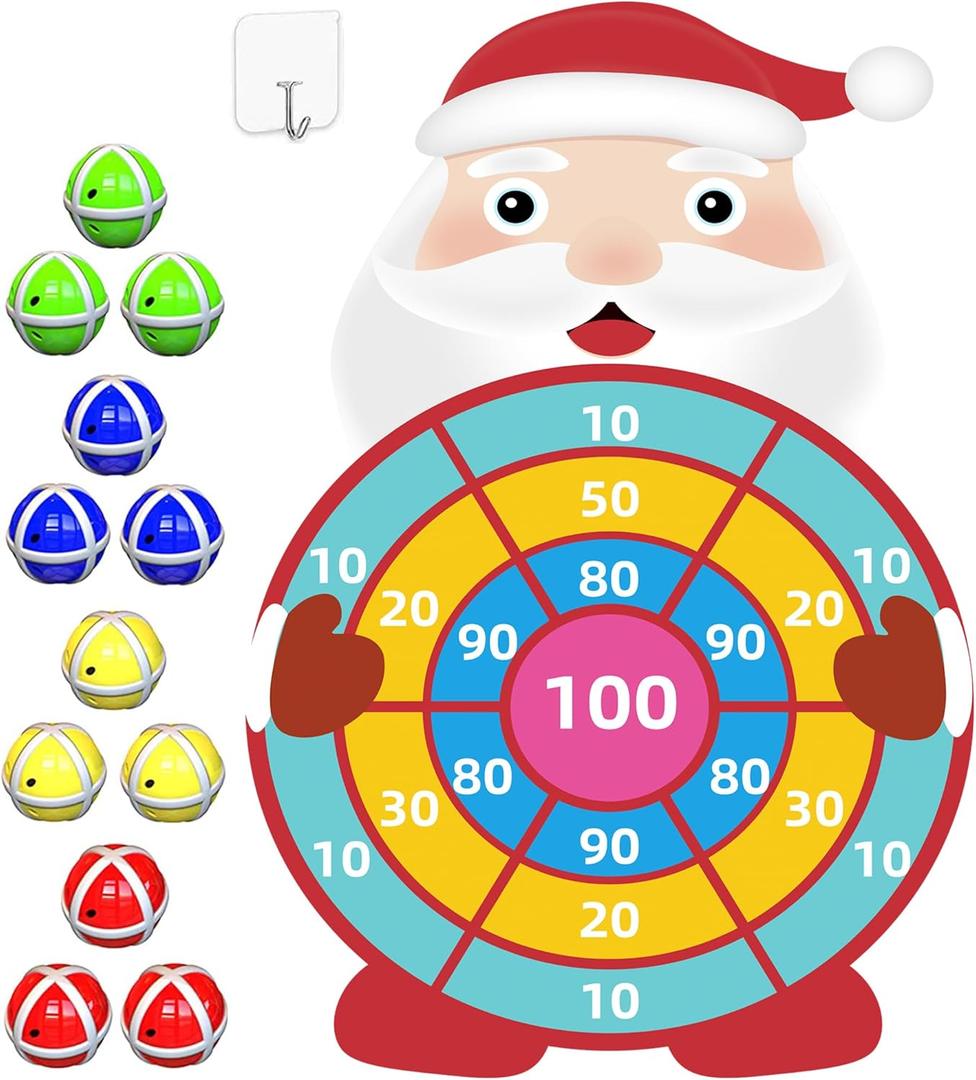30" Christmas Games Toys Gifts for Kids, Large Santa Claus Dart Board Game, Christmas Party Supplies Indoor Outdoor Decor, Xmas Birthday Gifts for Boys Girls, Kids Party Favors Stocking Stuffers