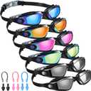 Flutesan 6 Pack Swimming Goggles Adult Kids Anti Fog Pool Goggles with Ear Plugs Nose Clip No Leaking Full Protection