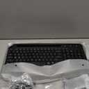 Wireless Keyboard and Mouse Ergonomic Combo, Moojay 2.4G Rechargable Full-Sized Quiet Wave Keyboard Silent Mice Set with Wrist Rest and Phone Holder for Computer, Laptop, PC, Mac, Windows - Black