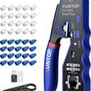 RJ45 Crimp Tool Kit for Cat5 Cat5e Cat6 Cat6a Ethernet Crimping Tool Kit for RJ45 Pass Through Connector with 20 PCS Cat6 Pass Through Crystal Heads 20 PCS Blue Protection Covers