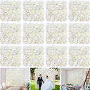 Flower Wall Backdrop 12 Piece of 16.5x16.5 Inch Floral Wall Panel Artificial Silk Rose Wall Decor Ideal for Wedding Celebrations, Festive Party Backdrops, and Home Decor- White