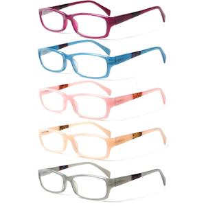 Kerecsen Reading Glasses 5 Pairs Fashion Ladies Readers Spring Hinge with Pattern Print Eyeglasses for Women (Mix Color -9, 1.75)