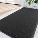 Amyracel Front Door Mat Indoor Outdoor Entrance, 24" x 48" All-Season Waterproof Doormat for Enterway, Heavy Duty Commercial Floor Mat, Fade Resistant, Rubber Back, Low Profile, Easy Clean (Black)