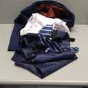 PACOROMANO Boys Suit Set with Suspenders, Suit with 3 Versions-Regular, Slim, and Husky (Husky Dark Blue 7 Pcs)