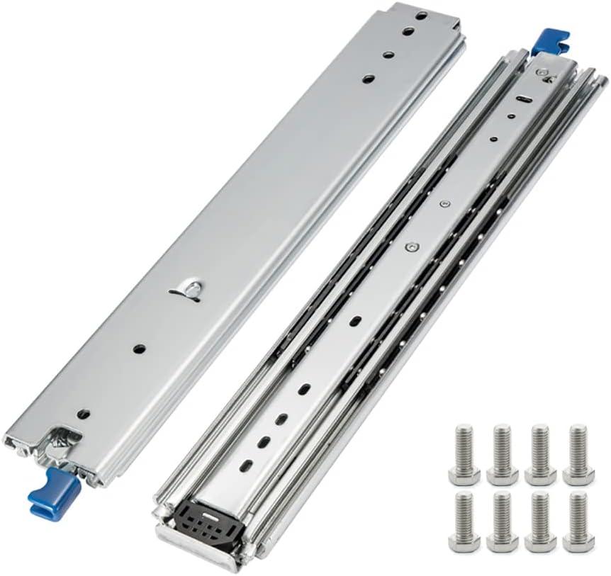 1 Pair of 22 Inch Heavy Duty Drawer Slides 500LB Full Extension Side Mount Ball Bearing Drawer Rails with Lock