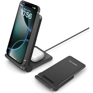 25W Wireless Charger,Foldable 2 in 1 Wireless Charging Station for Apple iPhone 16/16 Pro/15/14/13/12/11/Plus/SE/X/Airpods,PDKUAI 15W Fast Dual Wireless Induction Charge Stand for Samsung/LG