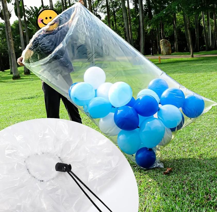 Klmnop 4 Pack Large Balloon Bags for Transport, 71 x 47 Inch Big Balloons Bag with Drawstring, Reusable Clear Balloon Storage Bag for Wedding, Birthday, Party(Clear)