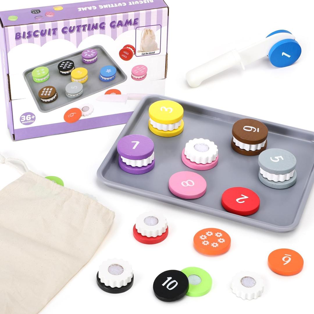 Upltowtme Wooden Cookie Play Food Set for Kids Number Counting and Matching Game Pretend Play Slice Biscuit Play Kitchen Accessories Age 3+ Montessori Learning Toy Food Game Birthday Gifts Upltowtme Wooden Cookie Play Food Set for Kids Number Counting and Matching Game Pretend Play Slice Biscuit Play Kitchen Accessories Age 3+ Montessori Learning Toy Food Game Birthday Gifts