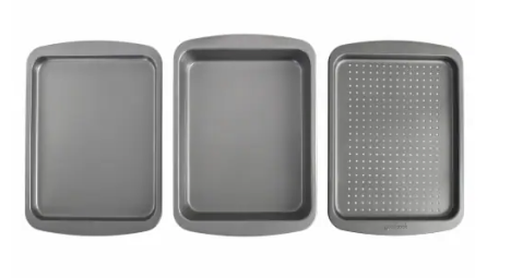 Goodcook 3 Piece Toaster Oven Set Sheet Pan 8.4 x 6.5" Crisper Pan 8.4 x 6.5" Cake Pan 8.4 x 6.5" Goodcook 3 Piece Toaster Oven Set Sheet Pan 8.4 x 6.5" Crisper Pan 8.4 x 6.5" Cake Pan 8.4 x 6.5"