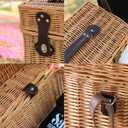 Wicker Picnic Basket, Rectangular Storage Basket with Carrying Strap for Camping Travel Party