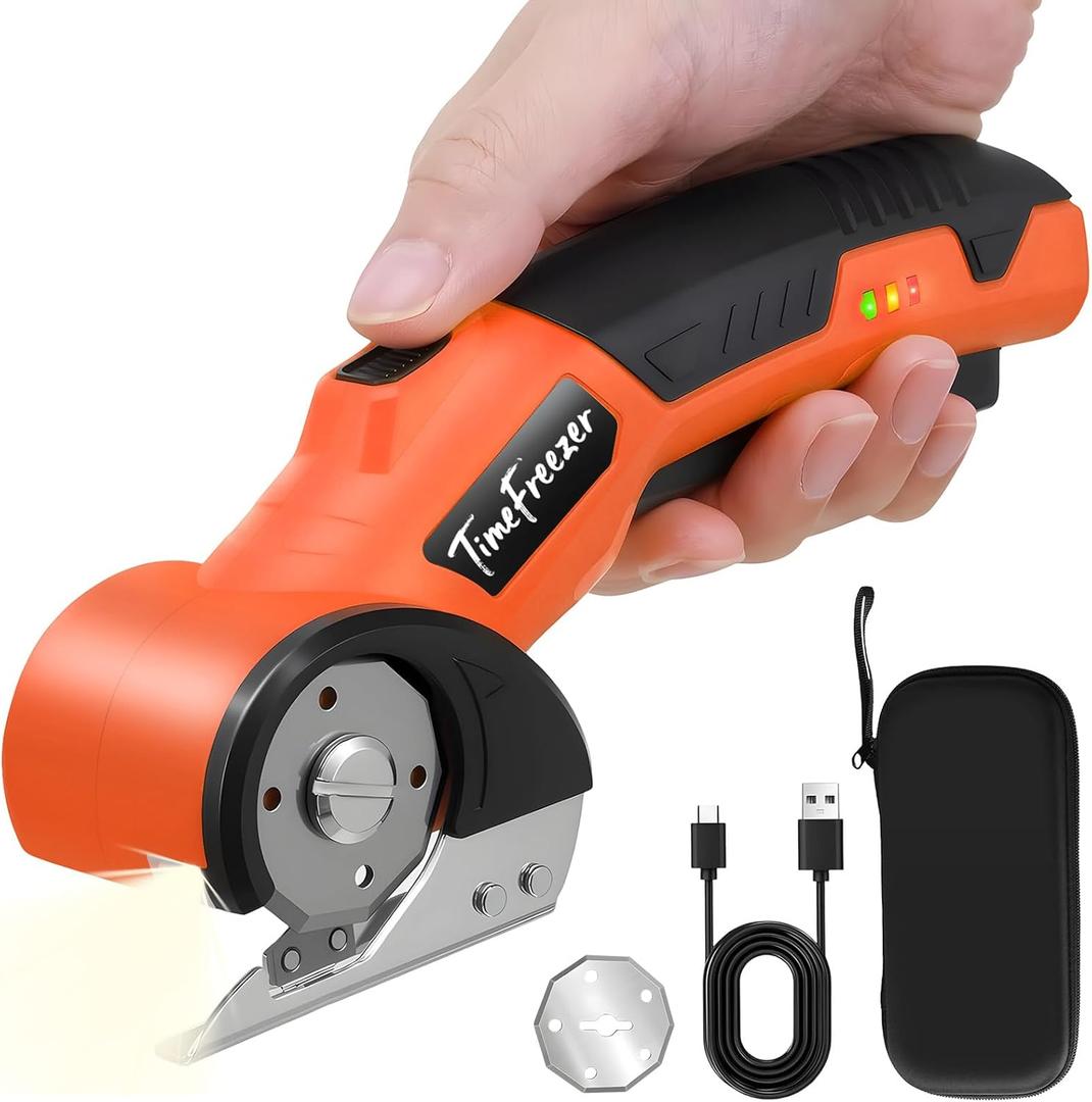 Electric Cardboard Cutter, Cordless Heavy Duty Power Scissors, 3500mAh High Speed Rechargeable for Thick Corrugated Cardboard, Fabric, Carpet, Plastic, 2 Blades