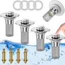 4PCS,Bathroom Sink Stopper Hair Catcher, Pop-up Sink Drain Strainer with Removable Stainless Steel Strainer Basket Hair Catcher, Bathroom Sink Strainer for Stopper Replacement.