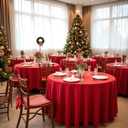 sancua 8 Pack Christmas Red Round Tablecloth 120 Inch Fit 48-96 Inch Tables