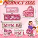 Lineshading 4 Pcs Mothers Day Table Decorations Wooden Pink Heart Decor Happy Mother's Centerpieces Gifts for Mom from Daughter Son Mothers Day Decorations for Home Shelf Indoor Party Decoration