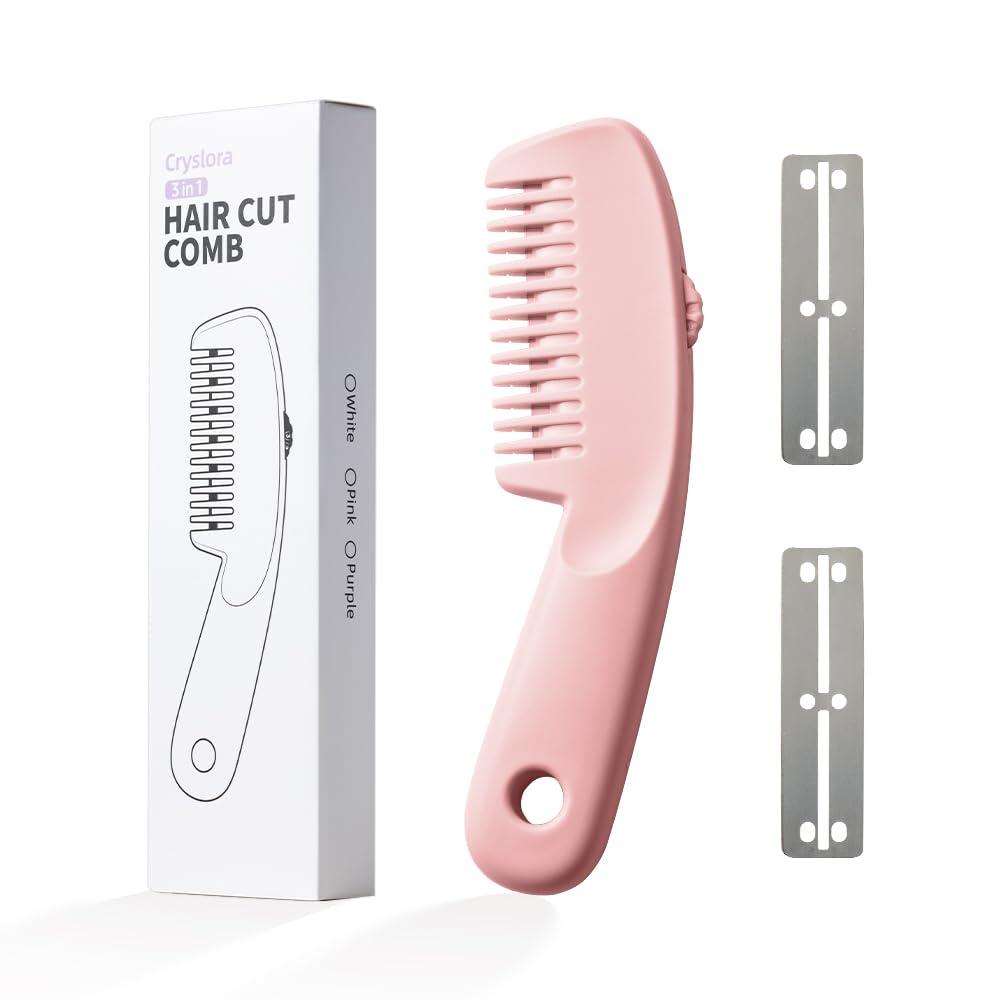 Hair Razor Comb, Hair Thining Trimmer, Homeuse Cutting and Styling Comb (Pink)